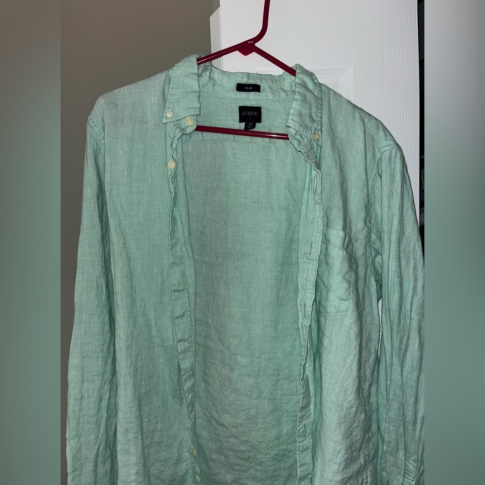 Men’s slim linen long sleeve button up